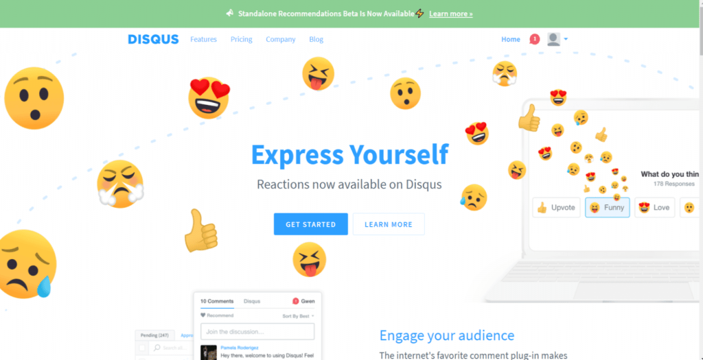 Disqus home page built with Django