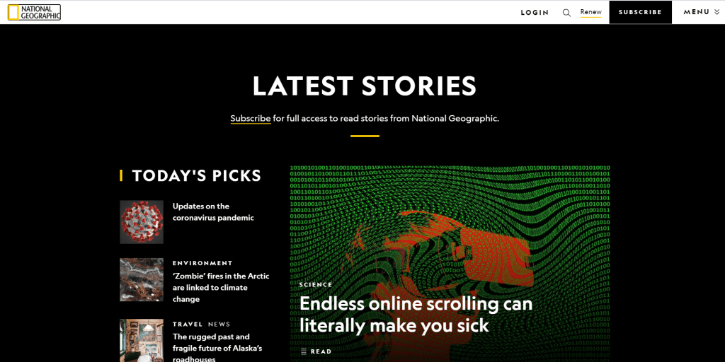 National Geographic home page