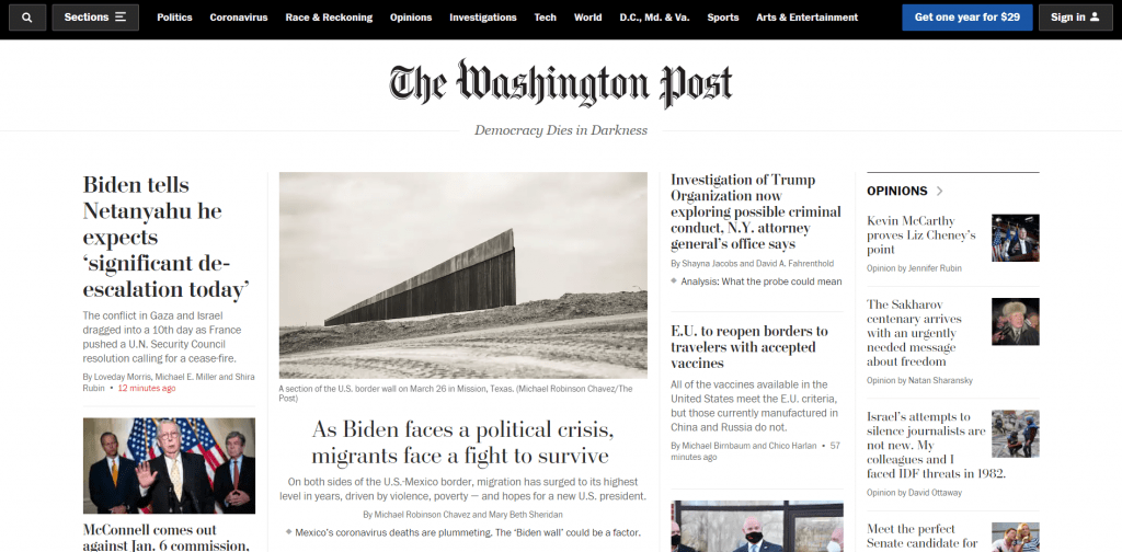 The Washington Post home page