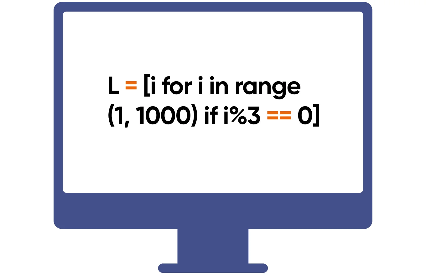 L = [i for i in range (1, 1000) if i%3 == 0]